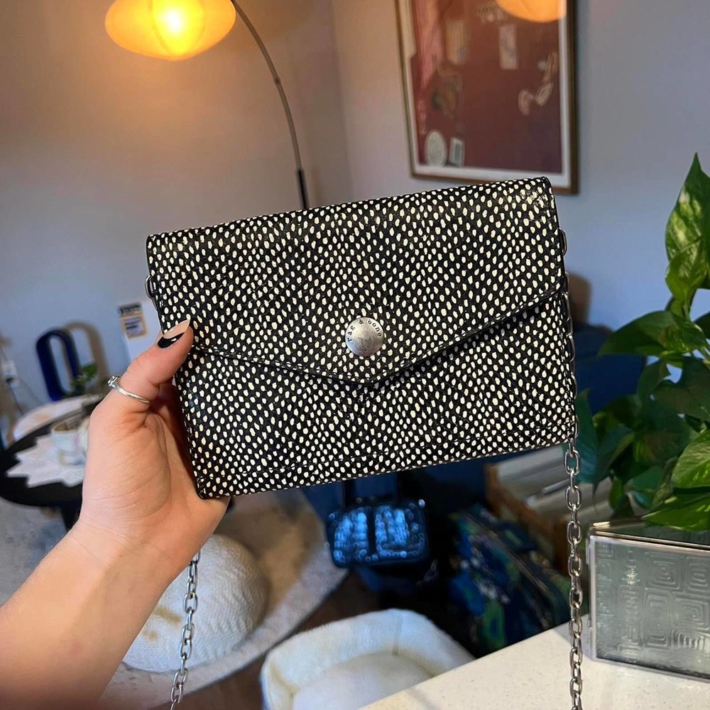 Rag & Bone Italian Snake Print Leather Crossbody Wallet / Purse